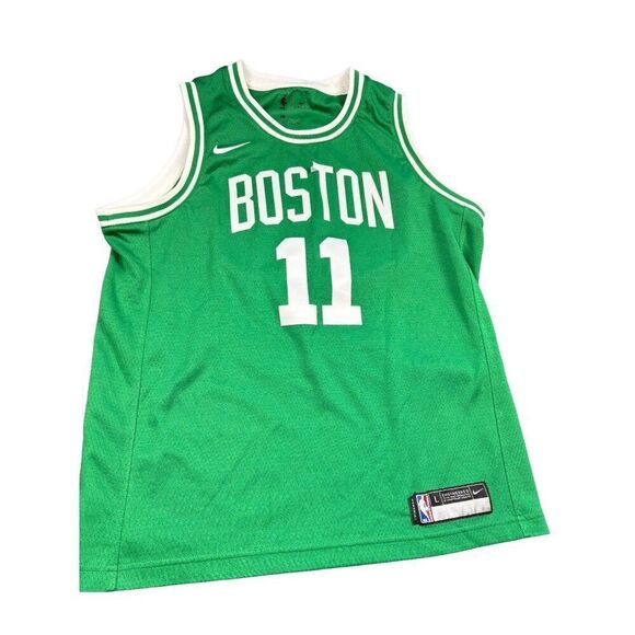 Kids L Nike NBA Boston Celtics Kyrie Irving #11 Green Dri-Fit Swingman Jersey - Picture 1 of 9